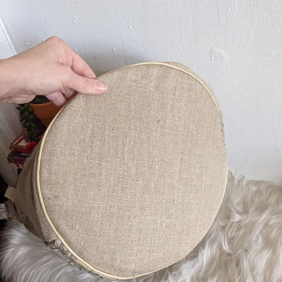 El Vaquero Beige Python Hobo Bucket Bag Purse Snakeskin Fishnet Linen - Picture 12 of 15